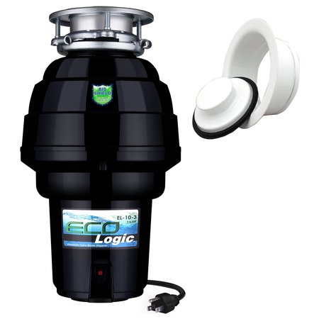 ECO LOGIC 1-1/4 HP Continuous Feed Garbage Disposal with White Sink Flange 10-US-EL-10-DS-3B-WH